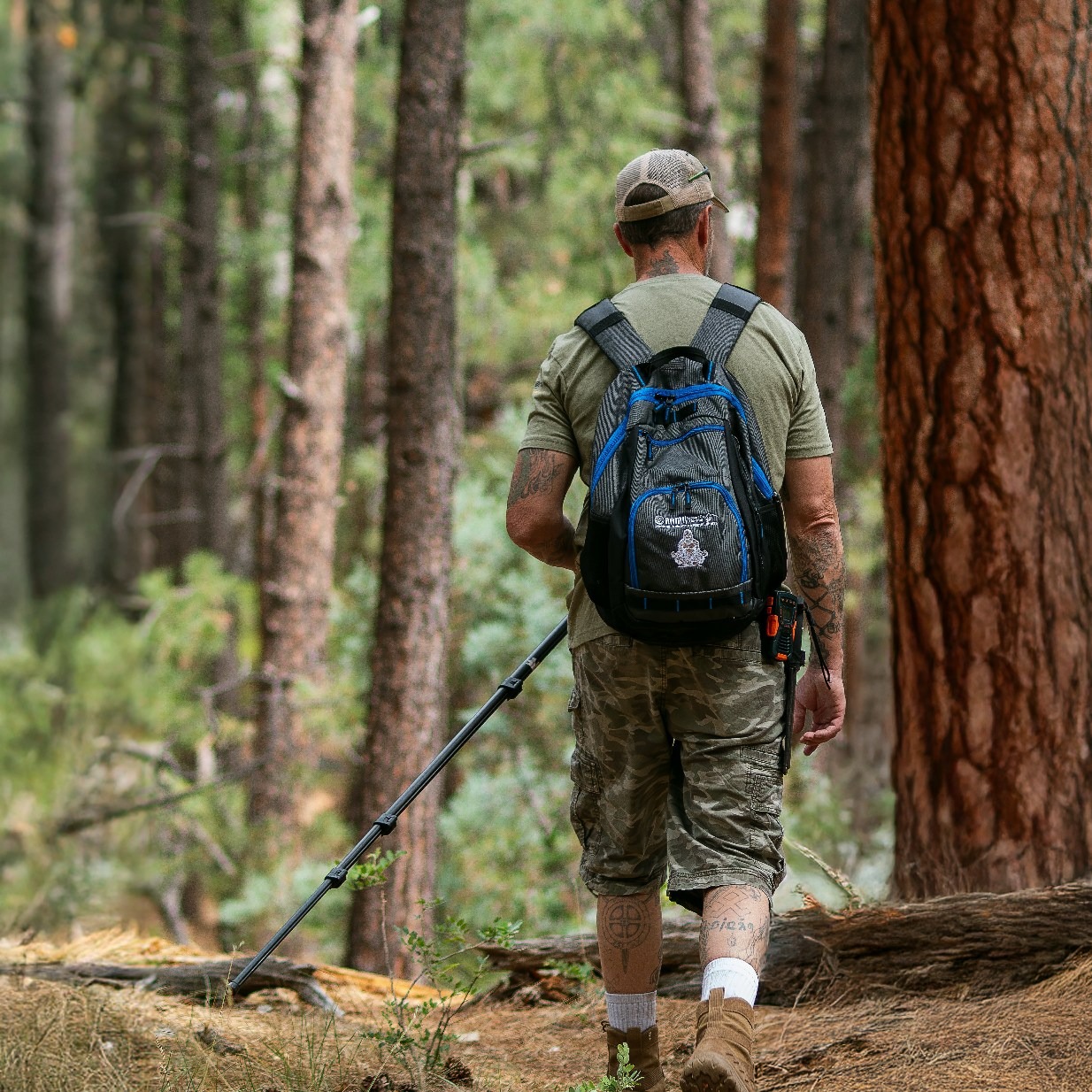Shaun McClure walking a forest trail
